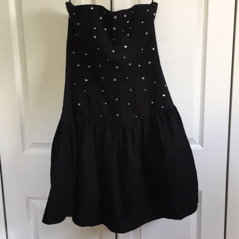 Little black skater dress with diamond detailing